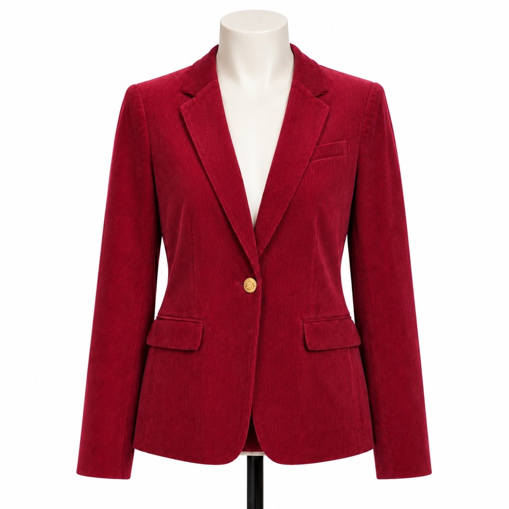 J Crew Helena Corduroy Blazer Berry Sangria CF347 Womens 2 Gold Button Jacket